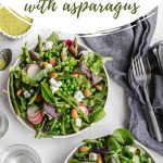 Pinterest image of two plates of spring salad.
