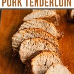 Pinterest image for air fryer pork tenderloin.