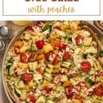 Pinterest image for grilled vegetable orzo salad.