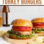 Pinterest image for air fryer turkey burgers.