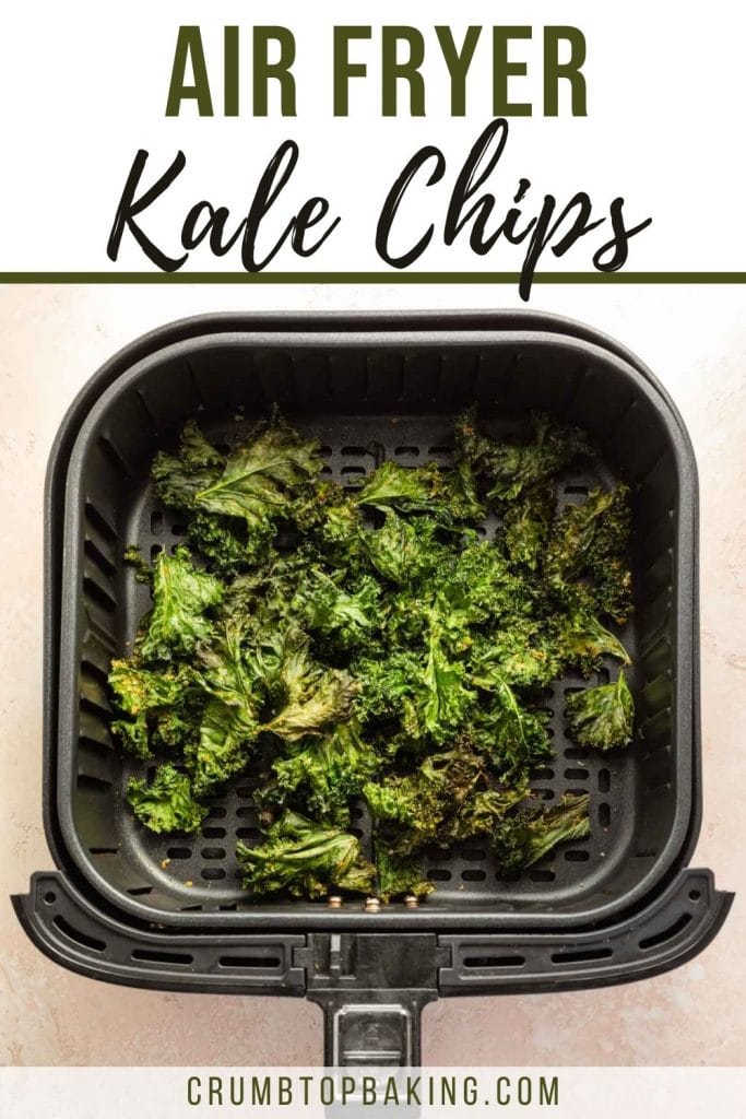 Pinterest image for air fryer kale chips.