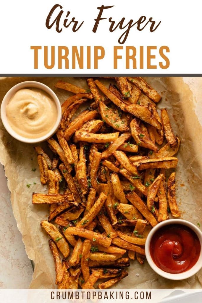 Pinterest image for air fryer turnip fries.