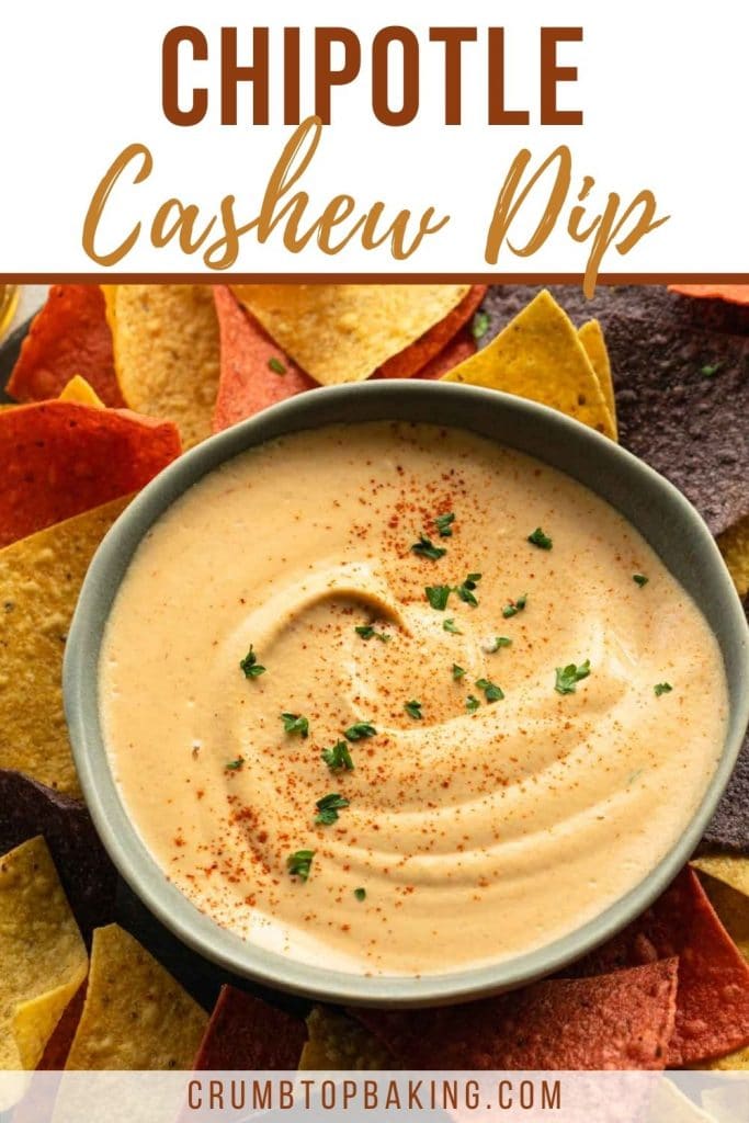 Pinterest image for chipotle cashew dip.