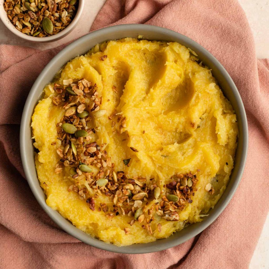 Mashed Acorn Squash Crumb Top Baking