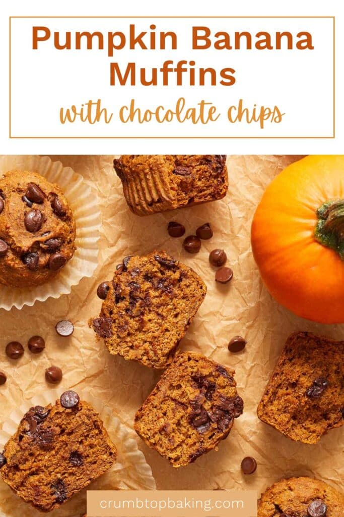 Pinterest image for pumpkin banana muffins.