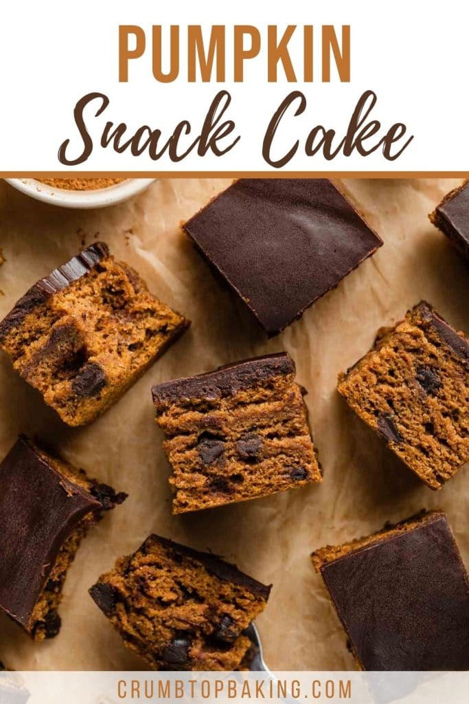Pinterest image for pumpkin snack cake.