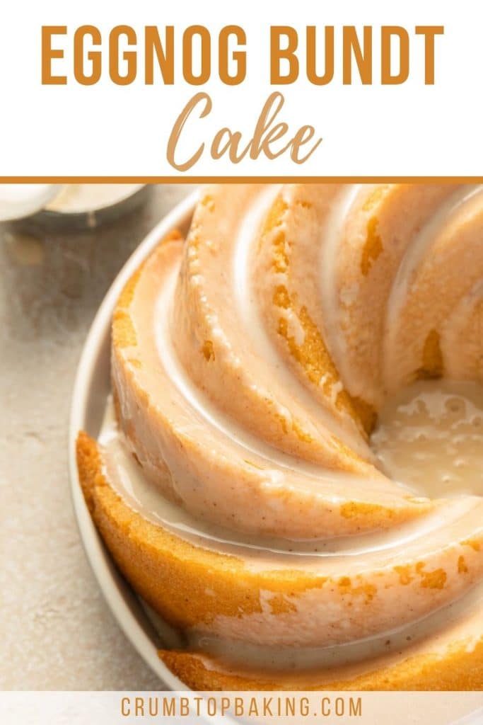 Pinterest image for eggnog bundt cake.