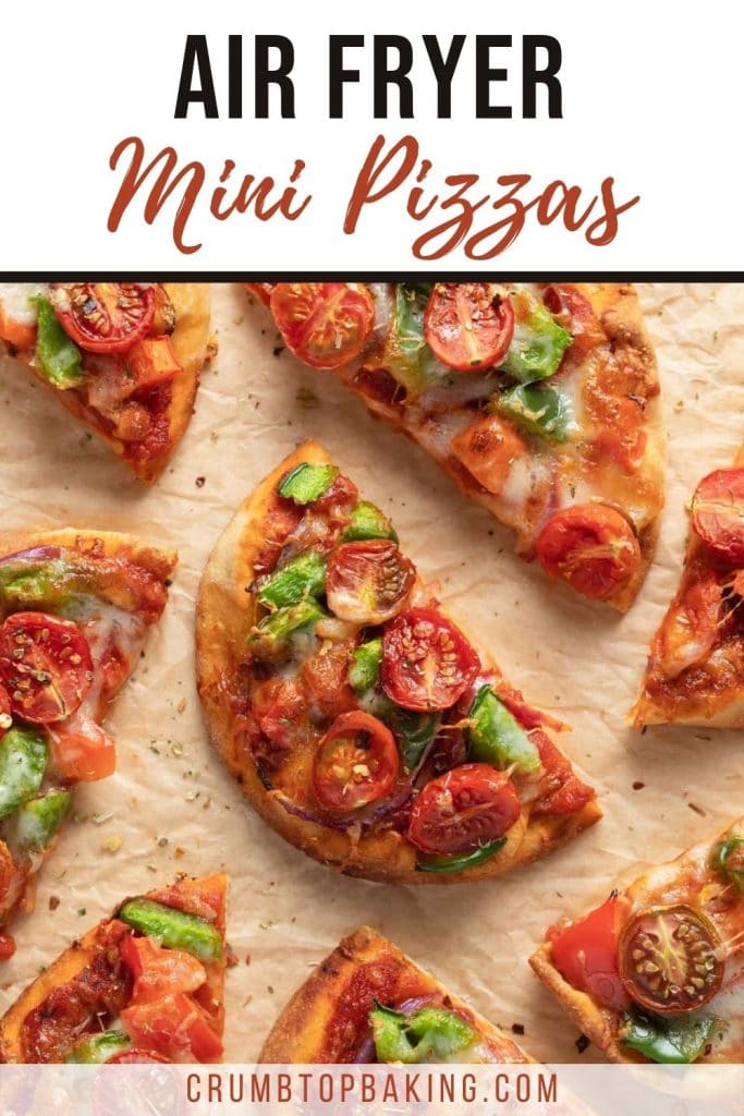 Pinterest image for air fryer mini pizzas.