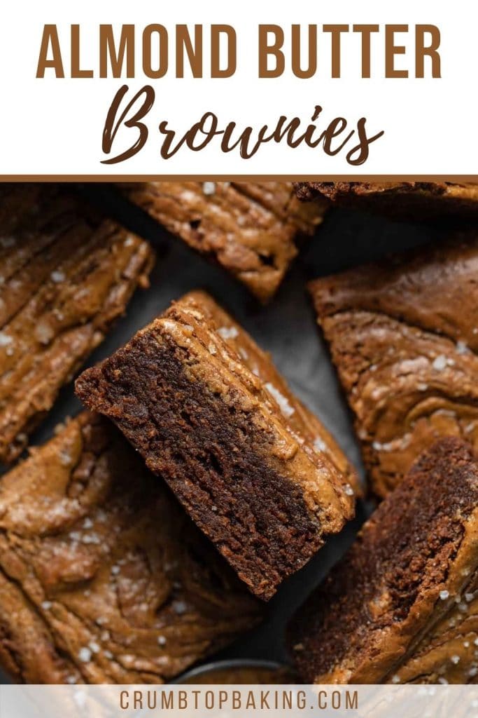 Pinterest image for almond butter brownies.