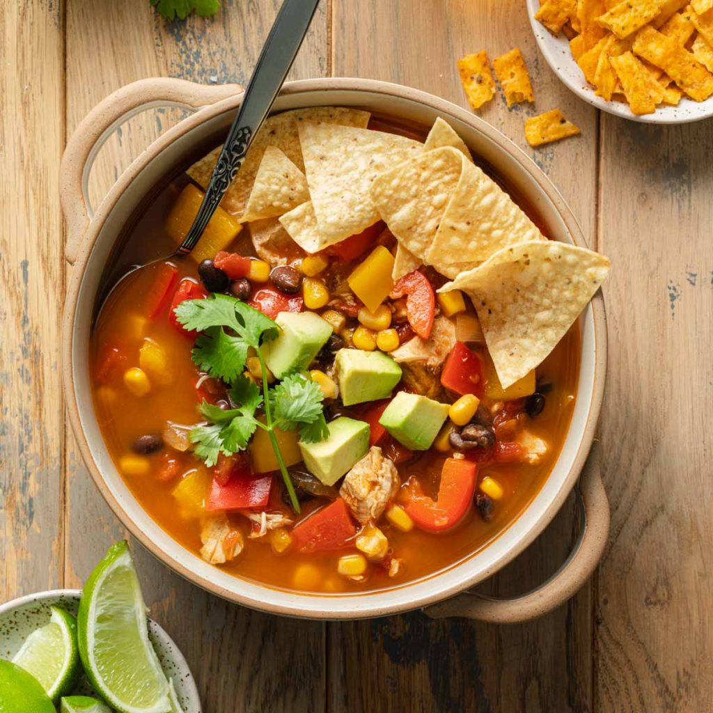 Chicken Fajita Soup Crumb Top Baking