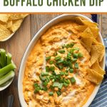 Pinterest image for dairy-free buffalo chicken dip.