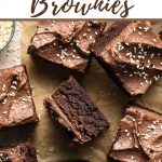 Pinterest image for tahini brownies.