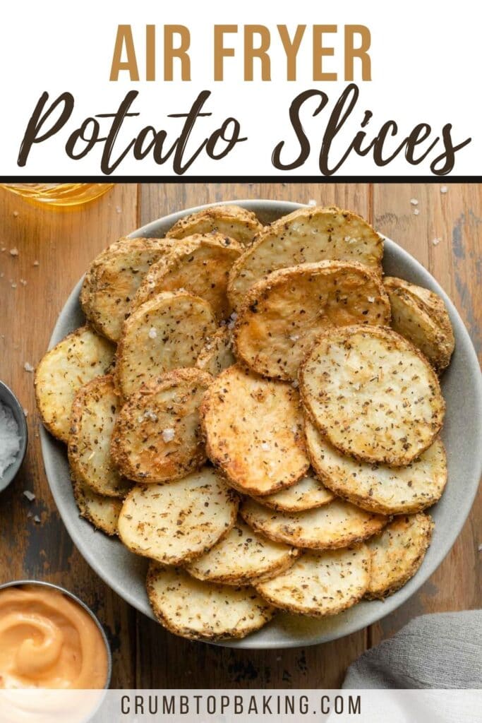 Pinterest image for air fryer potato slices.