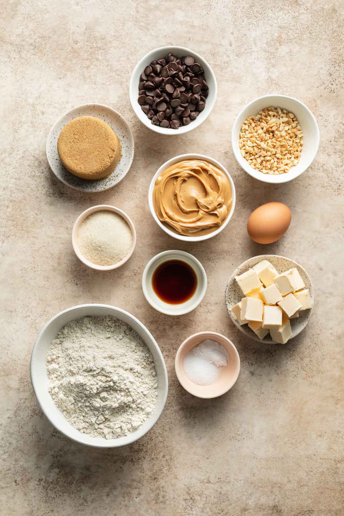 Ingredients to make oat flour chocolate chip cookies.