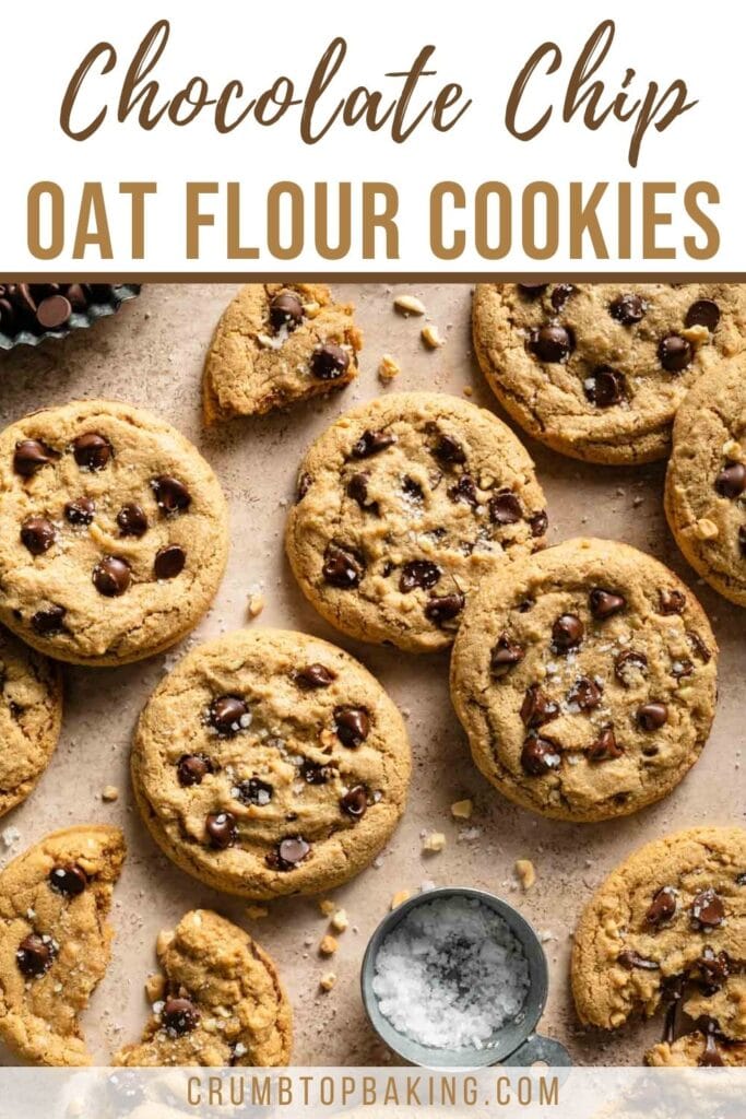 Pinterest image for oat flour chocolate chip cookies.