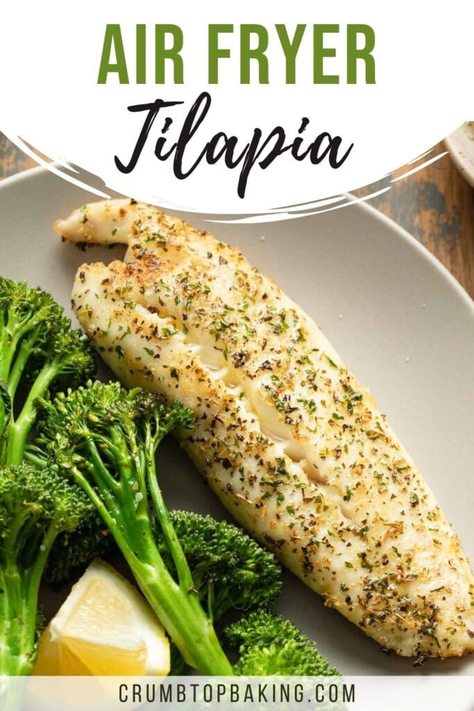 Pinterest image for air fryer tilapia.