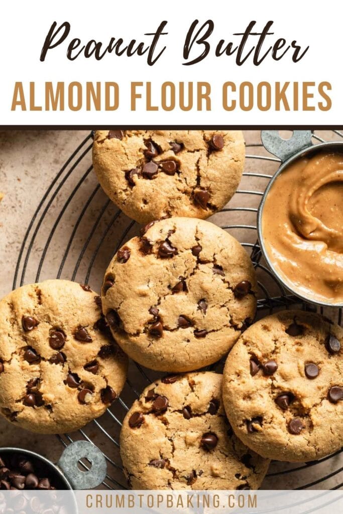 Pinterest image for peanut butter almond flour cookies.