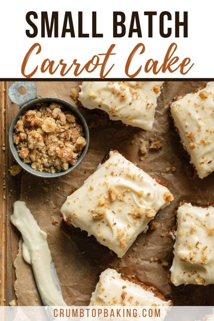 Pinterest image for small batch carrot cake.