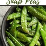 Pinterest image for air fryer snap peas.