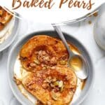 Pinterest image for air fryer baked pears.