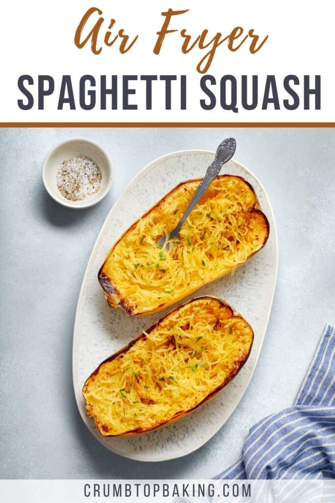 Pinterest image for air fryer spaghetti squash.