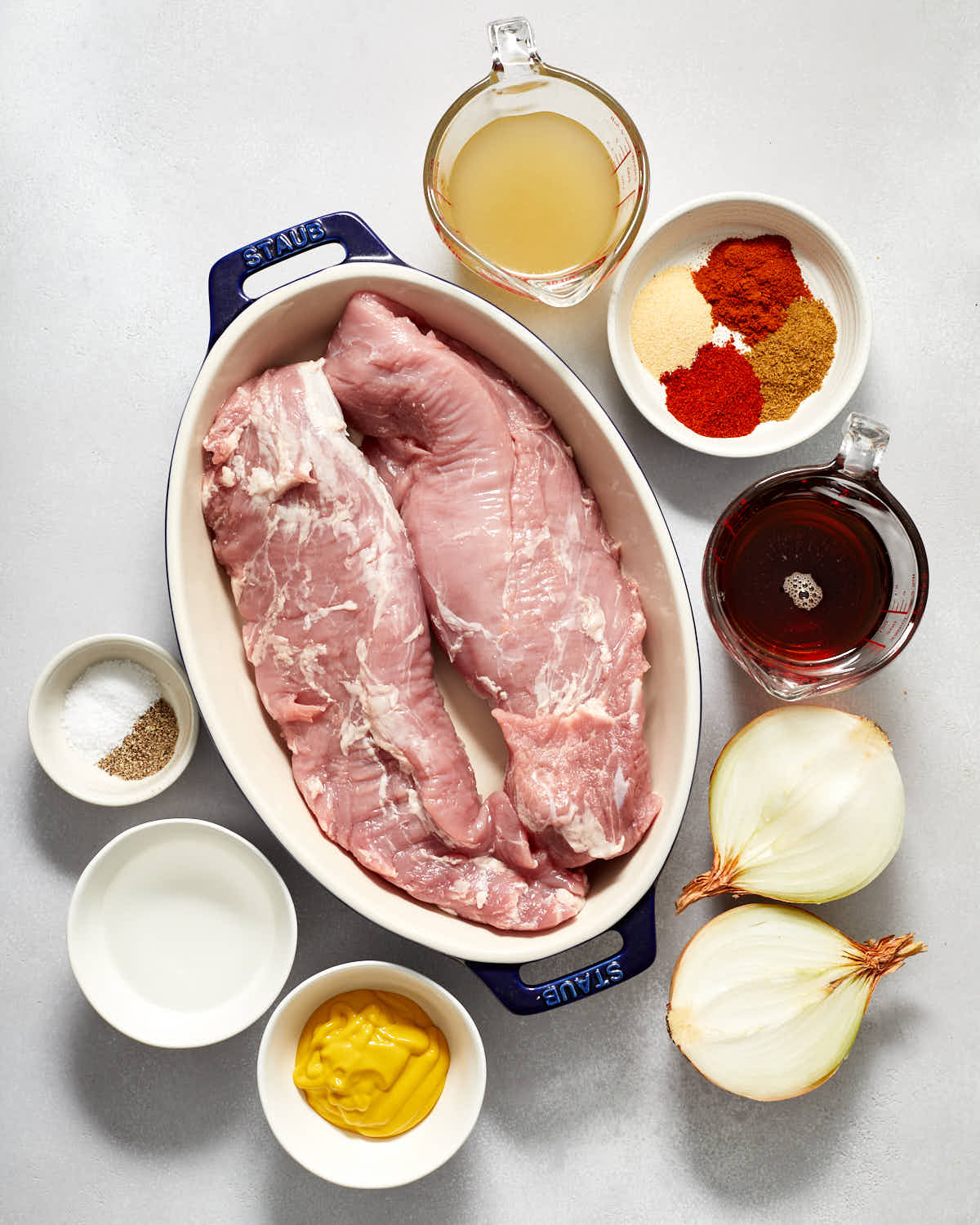 Ingredients to make pulled pork tenderloins.