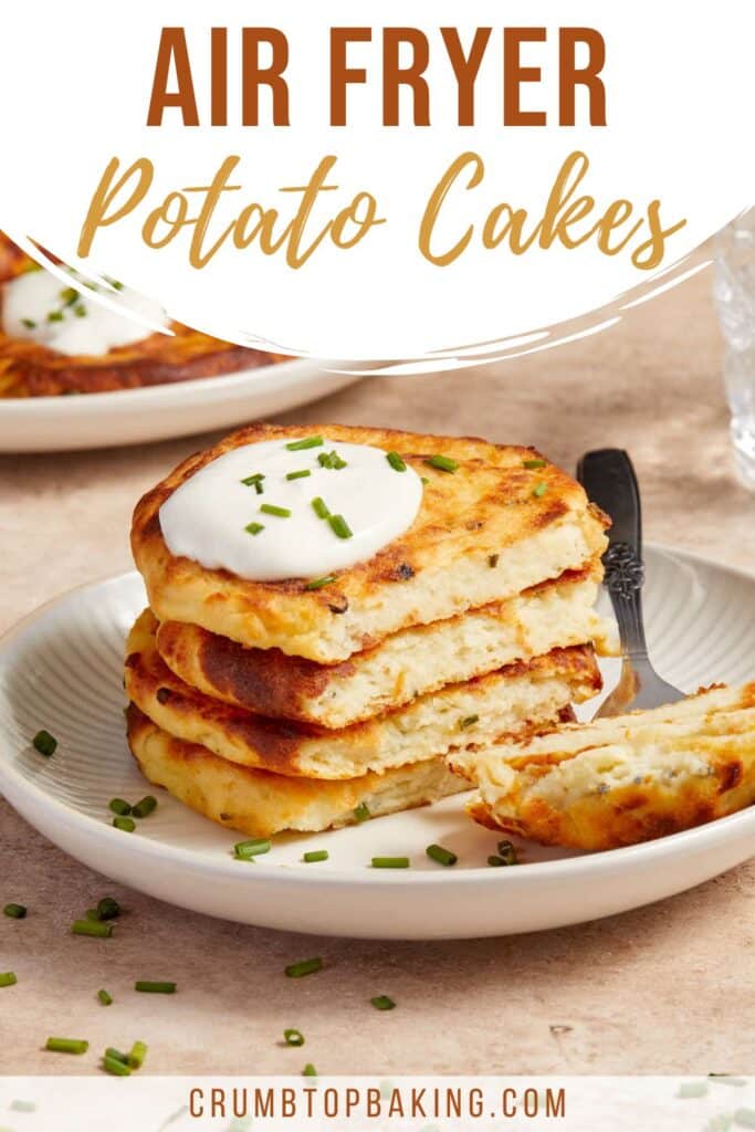 Pinterest image for air fryer potato cakes.