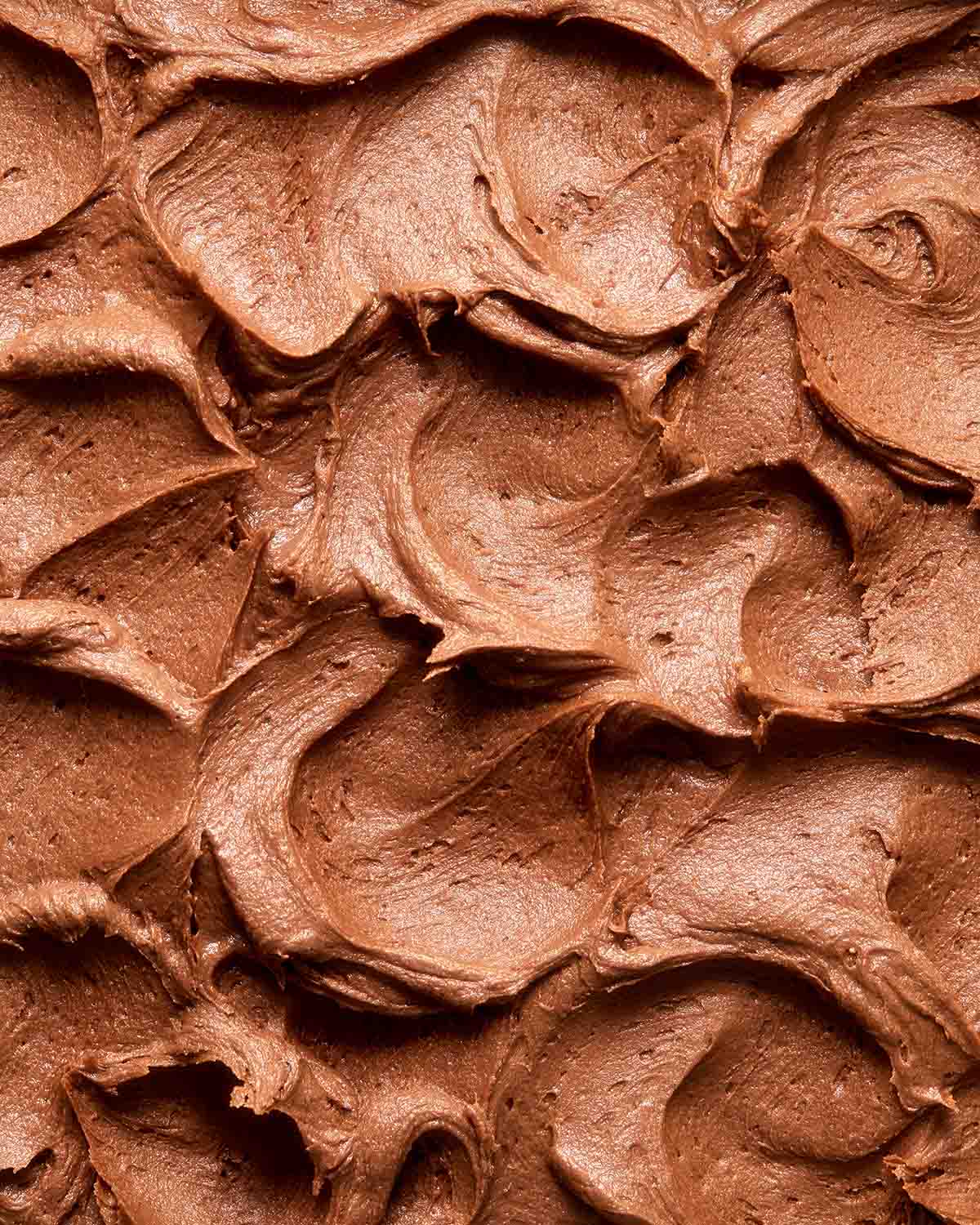 Close up view of chocolate peanut butter frosting.