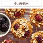 Pinterest image for banana blackberry oatmeal muffins.