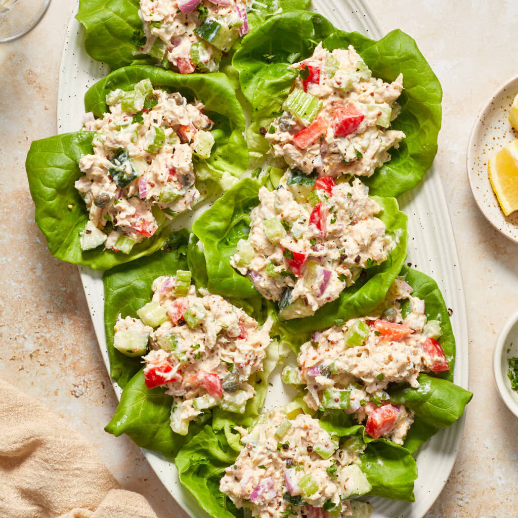 Tuna Lettuce Wraps (No Mayo, No Yogurt) Crumb Top Baking