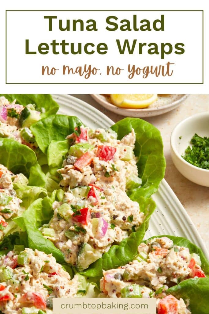 Pinterest image for tuna salad lettuce wraps.