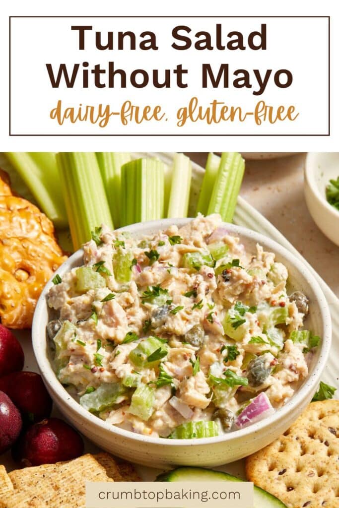 Pinterest image for tuna salad without mayo.