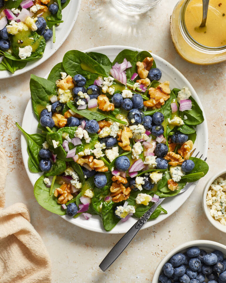 Blueberry Spinach Salad with Dijon Dressing Crumb Top Baking