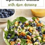 Pinterest image for blueberry spinach salad.