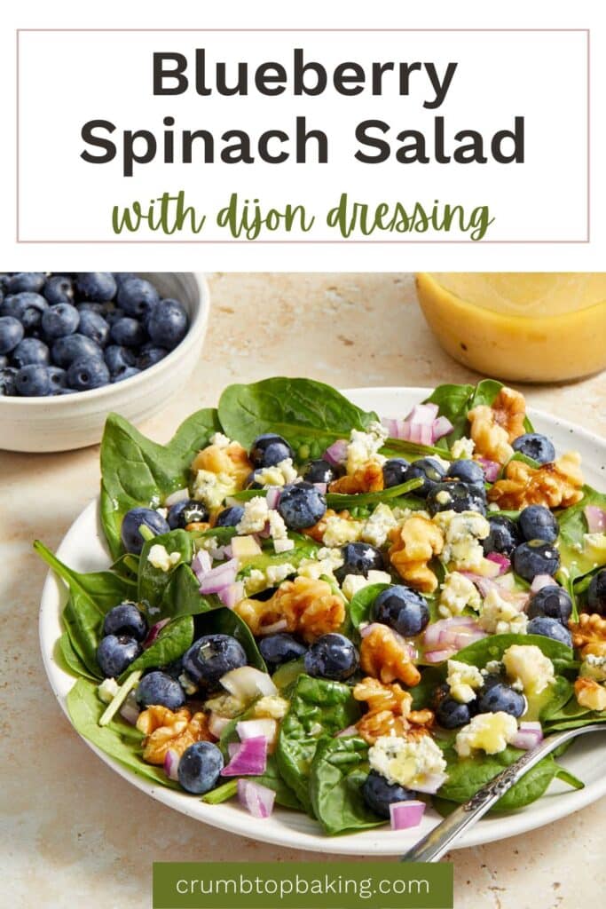Pinterest image for blueberry spinach salad.