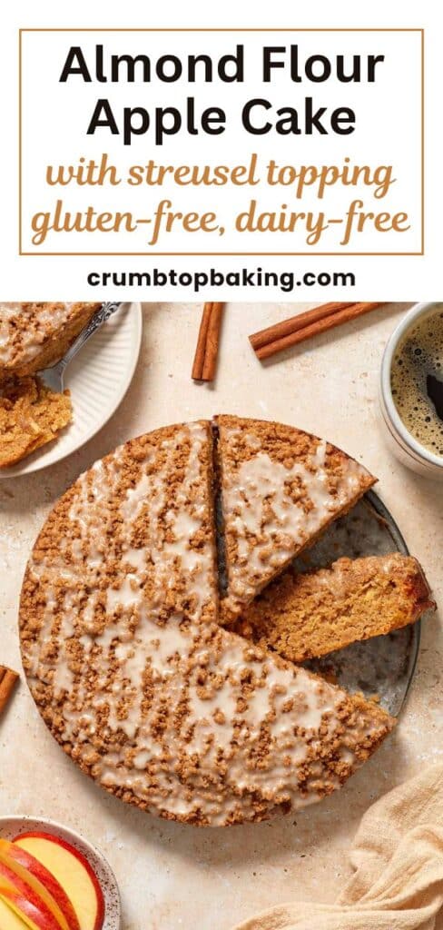 Pinterest image for almond flour apple cake - long pin with 1 image.