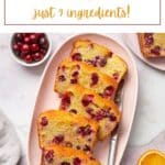 Pinterest image for almond flour cranberry bread recipe.