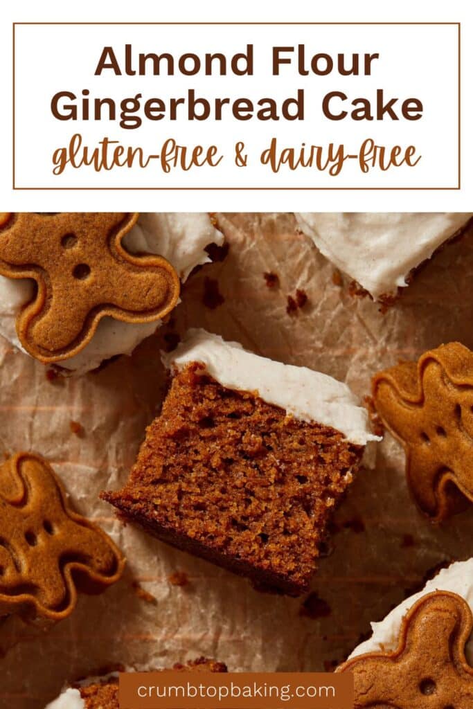 Pinterest image for almond flour gingerbread cake.