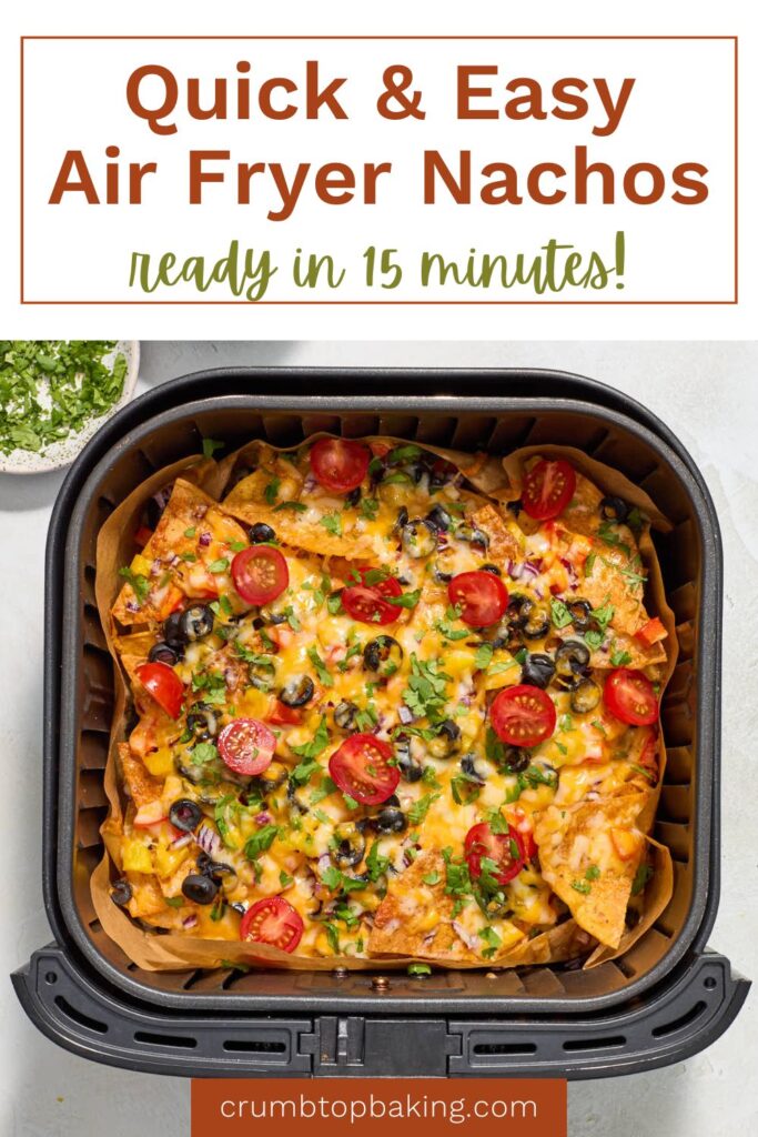 Pinterest image for air fryer nachos.