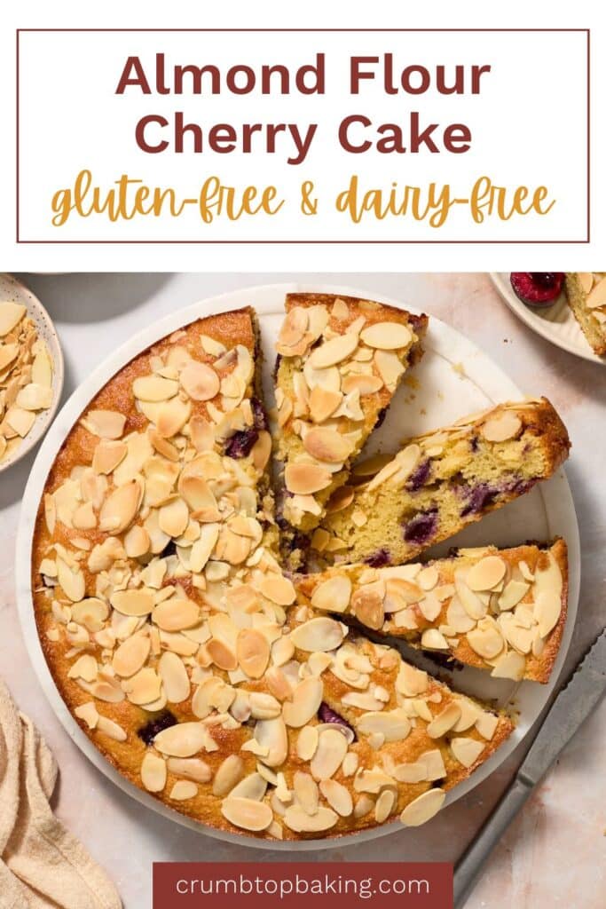 Pinterest image for almond flour cherry cake.