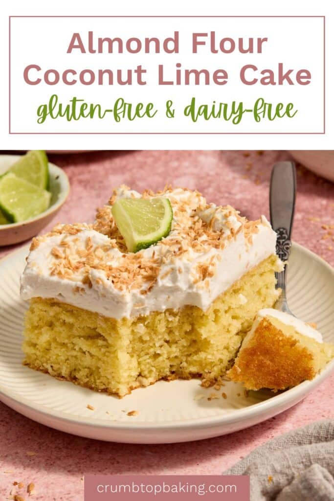 Pinterest image for almond flour coconut lime cake.