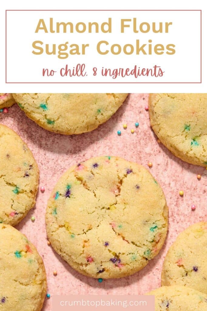 Pinterest image for almond flour sugar cookies.