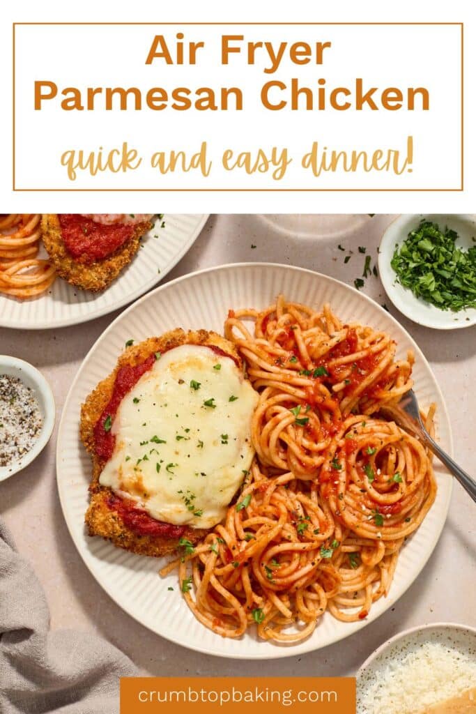 Pinterest image for air fryer parmesan chicken.