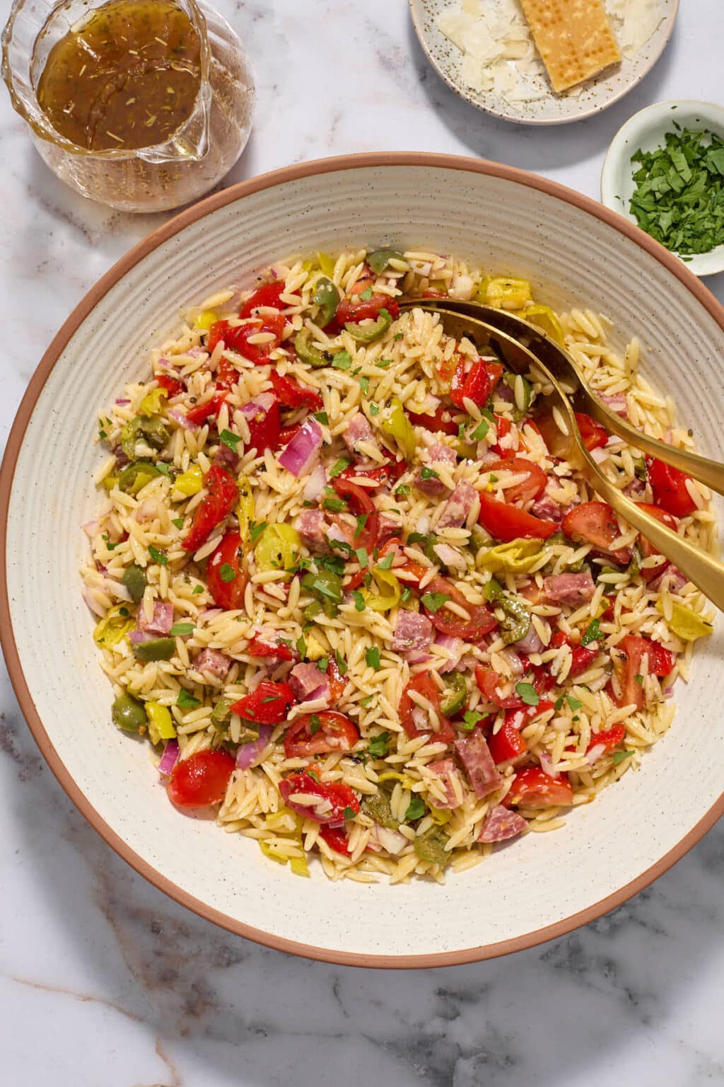 Italian Orzo Salad with Tangy Italian Dressing - Crumb Top Baking