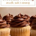 Pinterest image for sour cream chocolate frosting.