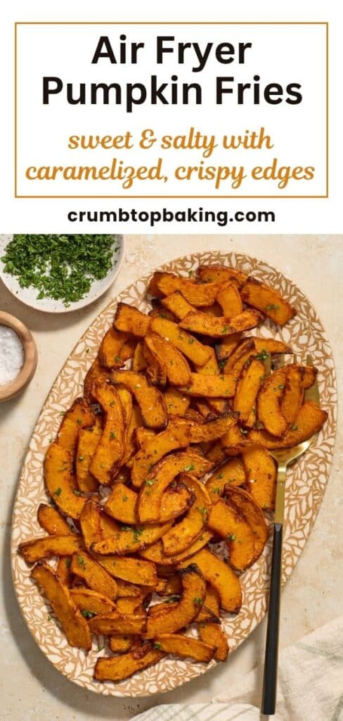 Long Pinterest image for air fryer pumpkin fries.