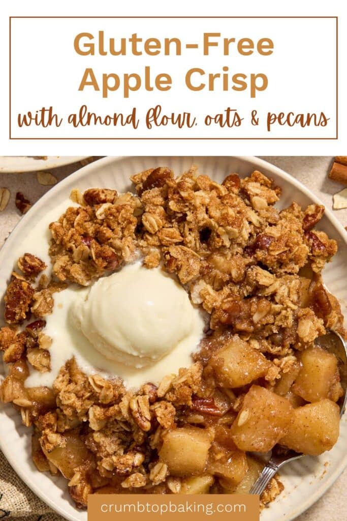 Pinterest image for almond flour apple pecan crisp.