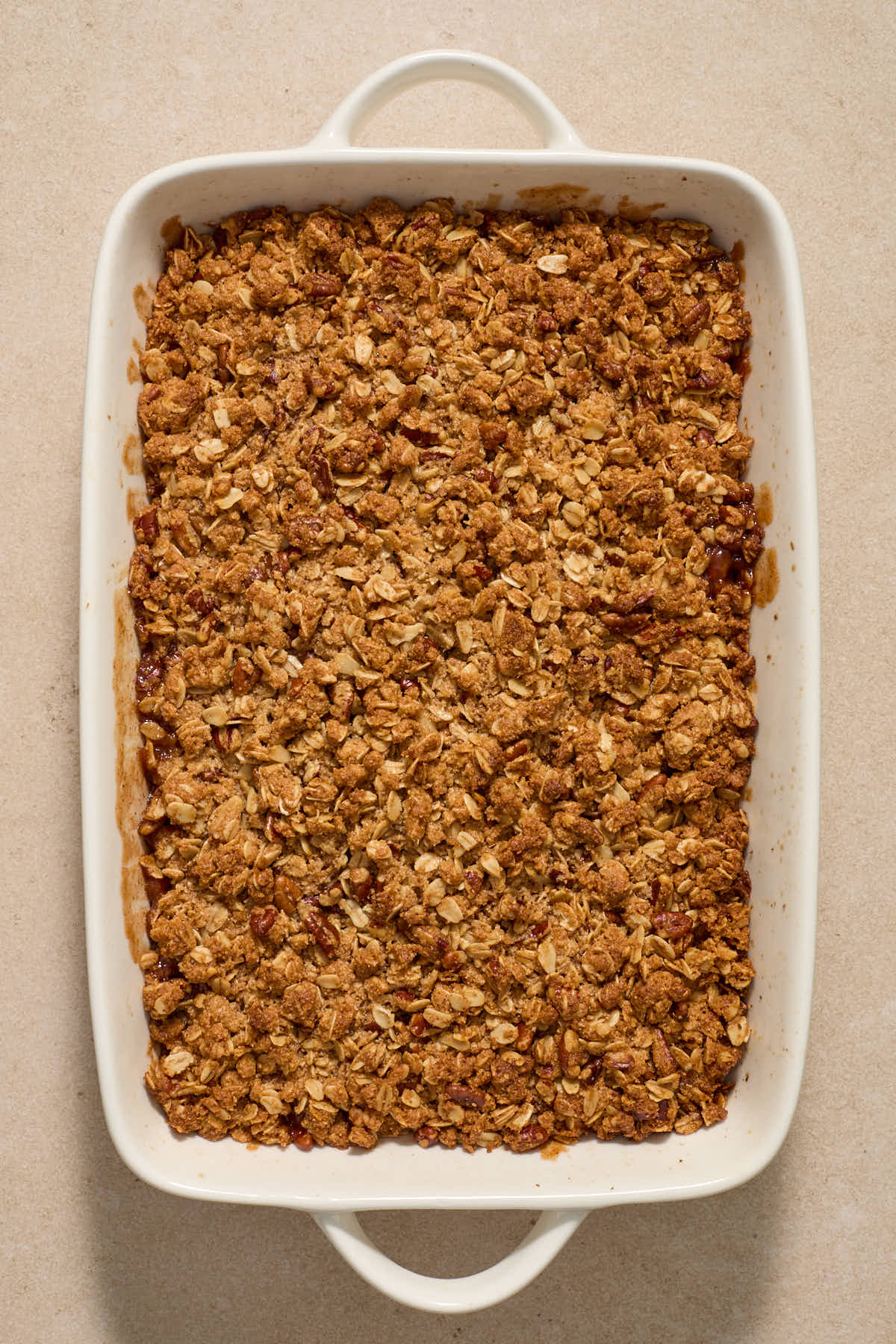 Baked crisp cooling in dish.