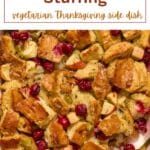 Pinterest image for apple cranberry stuffing.