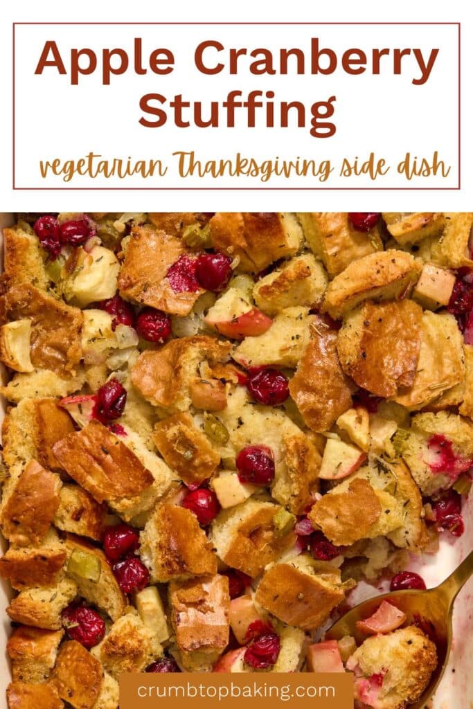 Pinterest image for apple cranberry stuffing.